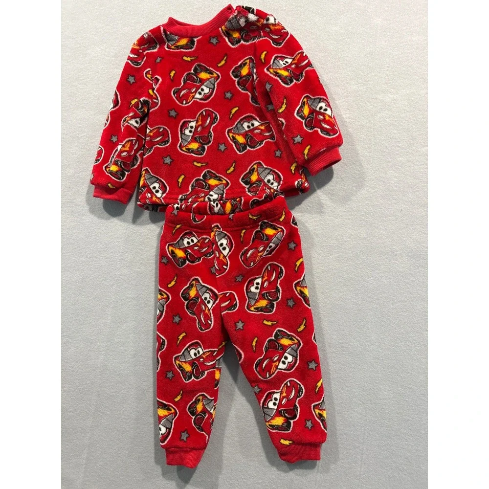 Disney Baby Lightning McQueen Cars Red Fleece Pajama Set 18M FL2526336DG